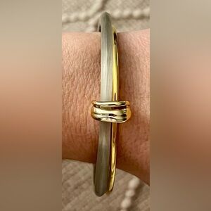 Alexis Bittar Gold and warm grey Lucite Bracelet